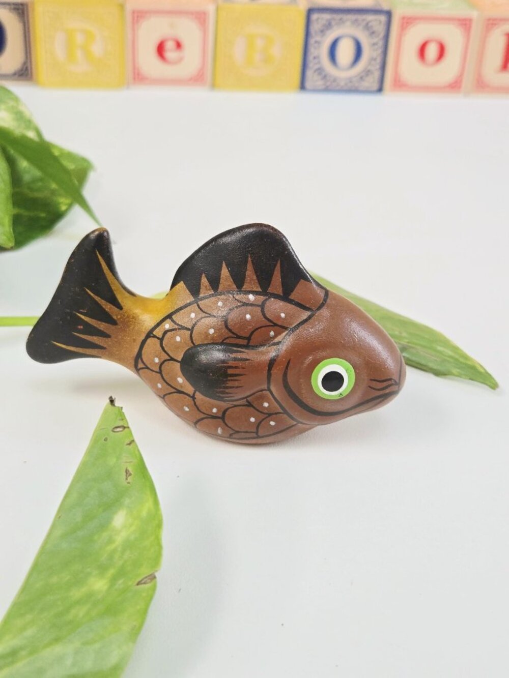 3/$35❤️Vintage Tonalá Style Wooden Fish Figurine | Hand Painted Folk Art